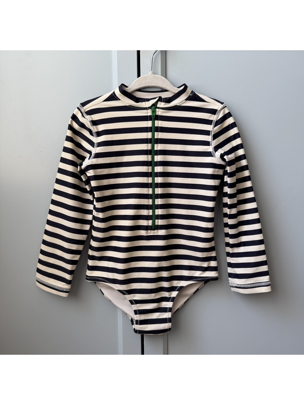 Toddler swimsuit primary size 2-3 One piece rashguard Zip up striped